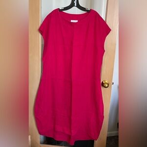 Byrn Walker red linen dress, blue red color. Oversized. Size S. Hi-low style.